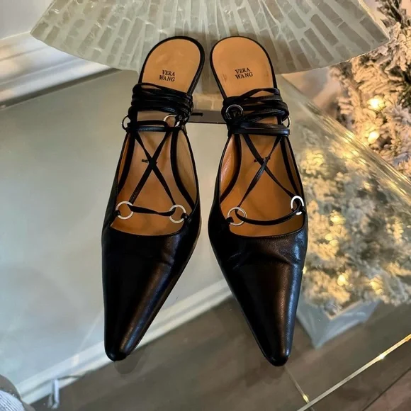 Vera Wang - Leather T-Strap Heels - Picture 2 of 10